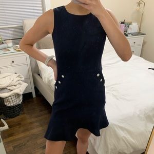 Loft Navy Blue Flounce Dress